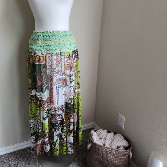 Maxi Skirt and midi Dress Women Smocked One Size Boho Patchwork Print - Picture 6 of 10